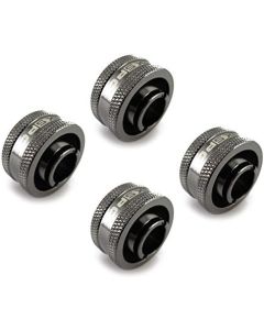 XSPC G1/4" to 1/2" ID, 3/4" OD Compression Fitting V2 for Soft Tubing, Black Chrome, 4-Pack