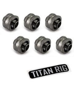 XSPC G1/4" to 3/8" ID, 1/2" OD Compression Fitting V2 for Soft Tubing, Black Chrome, 6-Pack