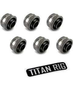 XSPC G1/4" to 1/2" ID, 3/4" OD Compression Fitting V2 for Soft Tubing, Black Chrome, 6-Pack